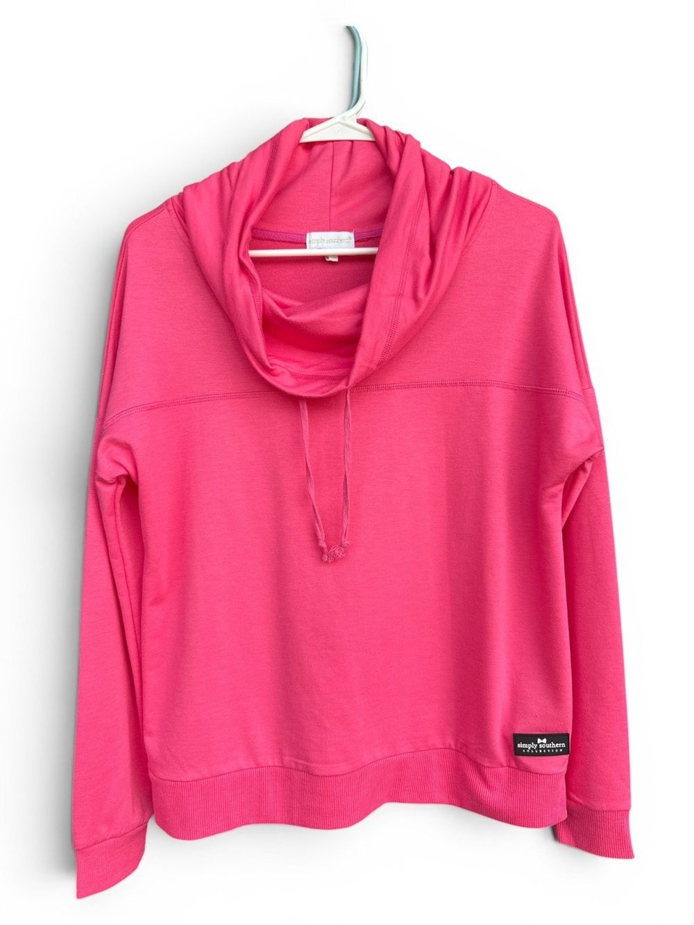 Simply Southern NWOT, hot pink cowl neck oversized pullover Size Small